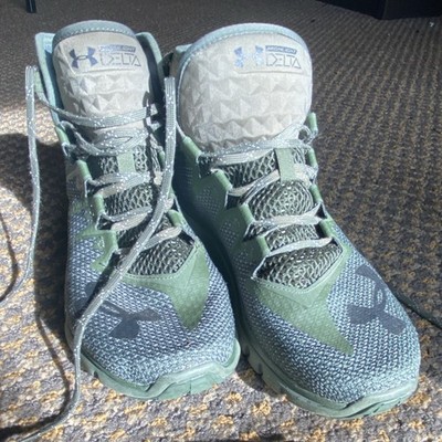 Under Armour Project Rock Delta High Top Sneakers Green Gray Lightweight Men's