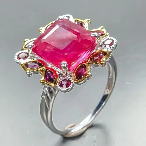 Handmade 6 ct+ Ruby Ring 925 Sterling Silver Size 7 /R464391