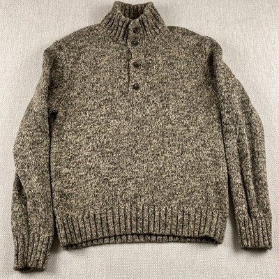 Polo Ralph Lauren Chunky Knit Sweater Men Large Button Mock Neck Preppy Normcore