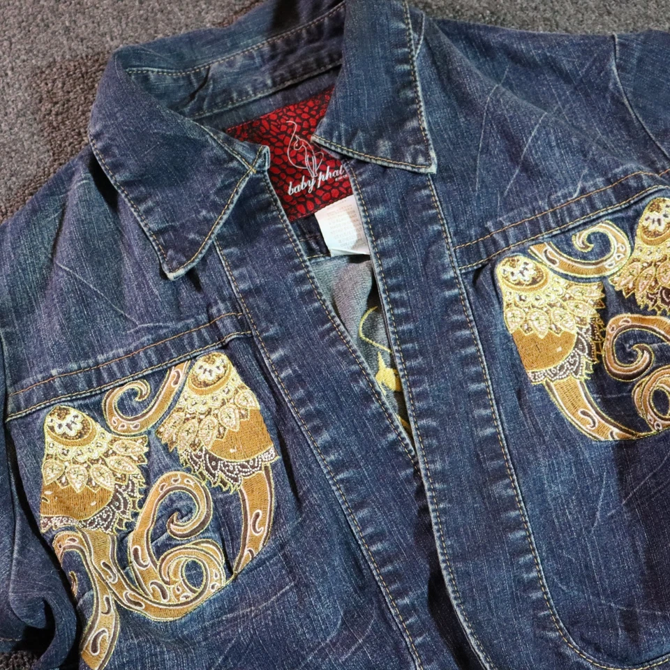 CHALECO JERSEY AZUL DENIM BORDADO BEBÉ PHAT AÑOS 2K/2000 1X Foto 3 de 4