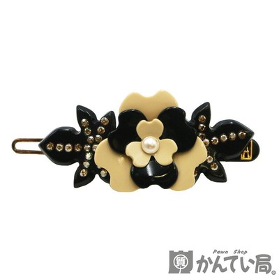 Alexandre De Paris Hairpin Barrette Flower Rhinestone Black Women'S Hair Clasp A