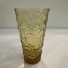 Vintage Anchor Hocking Lido Milano Amber Crinkle Glass Tumble MCM 20 Ounce