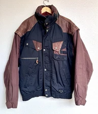 Vintage 90s NEVICA Chinook Ski Jacket Convertible Vest Black Brown Men's Size 44