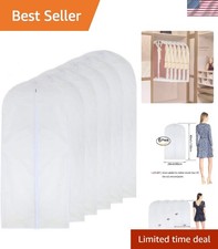 High-Quality Dustproof Zippered Garment Bags - 24'' x 40'' Clear Covers, 6 Pack
