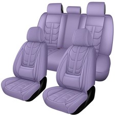 Pu Leather Car Seat Cover Full Set W Padded Lumbar Support Universal Waterproof
