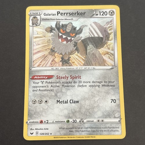 Galarian Perrserker 128/202 Holo Sword & Shield Base Set Pokémon TCG LP Rare