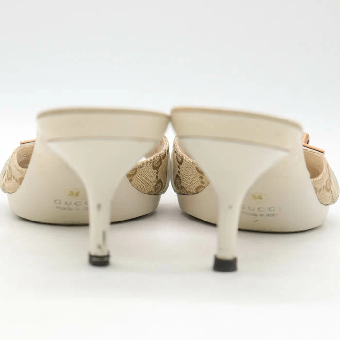 GUCCI GG Pattern Mule Brand Sandals Shoes Made in Italy Women's Size 34 Beige GU thumbnail 5