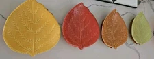 Crate & Barrel Barbara Eigen Leaf Plates, 6 3/4" x 6", Set of 4 In Original Box