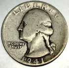 1941 P Washington 90% Silver Quarter Circulated Condition 25c US Coin - 2753