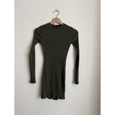 Fashion Nova Women’s Olive Green Ribbed Mock Neck Long Sleeve Dress Size Large