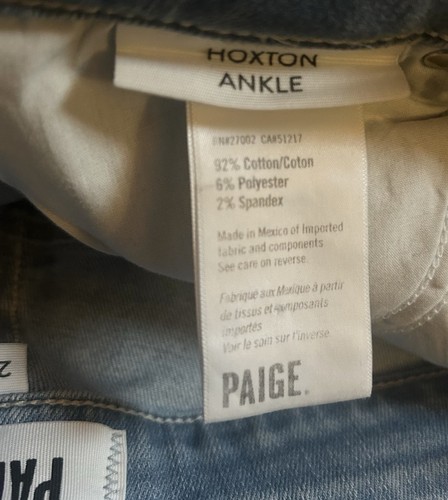 Paige Size 23 Blue Light-Wash 5-Pocket Belt-Loops Raw Hem Hoxton Ankle Jeans - Picture 12 of 12