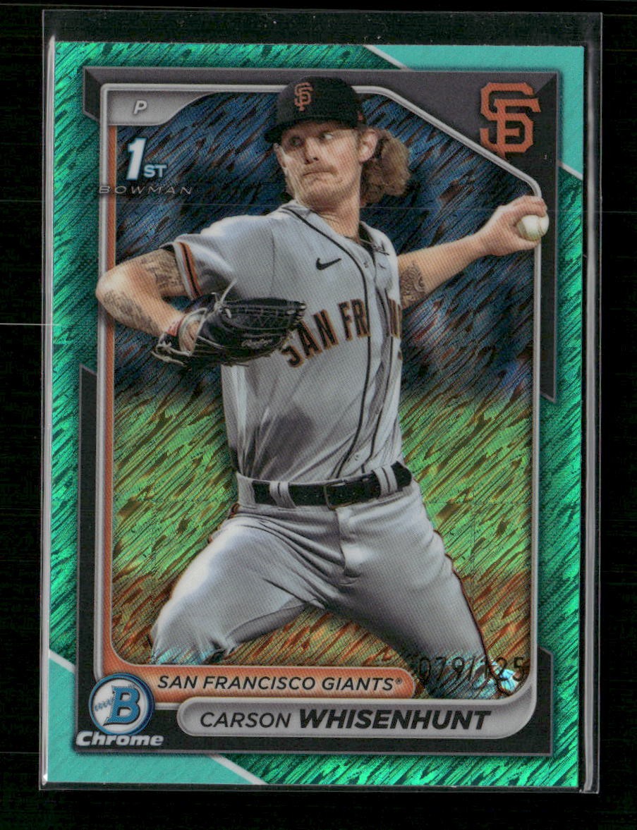 2024 Bowman Carson Whisenhunt 1st Chrome Prospects Aqua Shimmer Refractors #/125