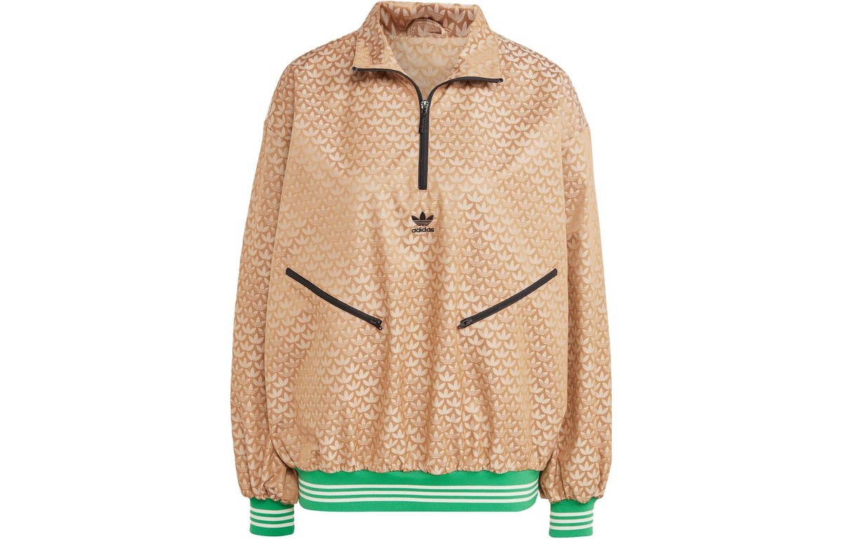 adidas Adicolor 70S Half-Zip Monogram Logo Printed Sports Jacket