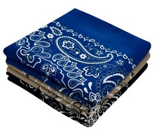 Cotton Bandanas for Men Women - 22x22 In, Paisley, 3 Pack - Large Head Bandan...