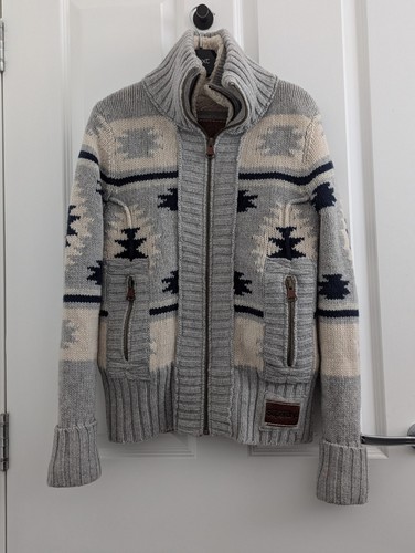 Superdry Chunky Knit Cardigan Aztec Nordic Size Medium - Picture 2 of 4