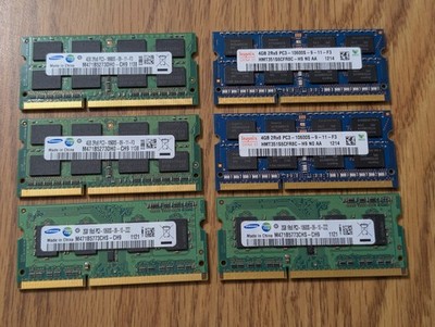 Lot of 6 DDR3 SODIMM 204-pin (4x4GB + 2x2GB) PC3-10600S 1333MHz Samsung/Hynix
