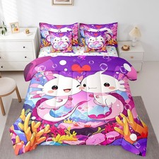 Cute Axolotl Twin Comforter Set Kawaii Axolotls Gifts Bedding for Kids Girls ...