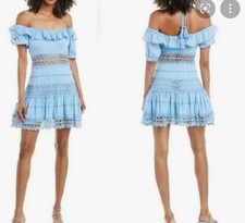 Free People Blue Cruel Intention Flax Flower Mini Dress Sz 4