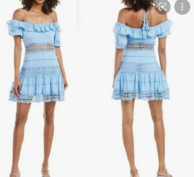 Free People Blue Cruel Intention Flax Flower Mini Dress Sz 4