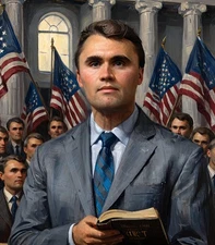 Charlie Kirk MAGA Christian Oil Painting Style Print AI Generated 8X10 Print
