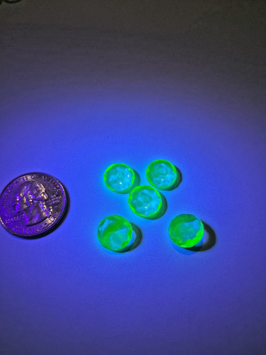 5 Vintage Uranium Vaseline Czech Glass Faceted 12mm Round Gemstones Ready To Set