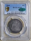 1864 P Seated Liberty Half Dollar 50c PCGS XF40 CAC Extremely Fine EF