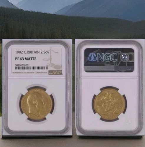 1902 Great Britain Gold Proof Double Sovereign  Slabbed By NGC PF63 Matte. RARE.