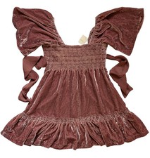 NWT Free People "Easy To Love" Velvet Mini Dress, Dried Currant Pink, S