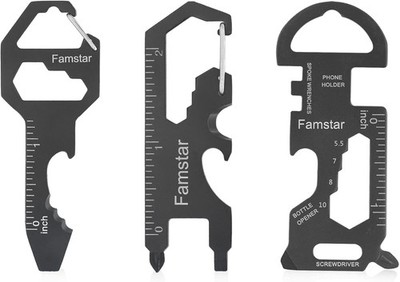 Keychain Multi-tool 3Pack Metal Pocket Tool Portable No rust Black 