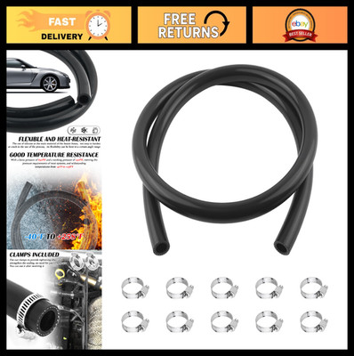 5Ft 5/8'' Silicone Car Heater Hose with 10 Clamps, 16mm ID, 24mm OD, 250 PSI