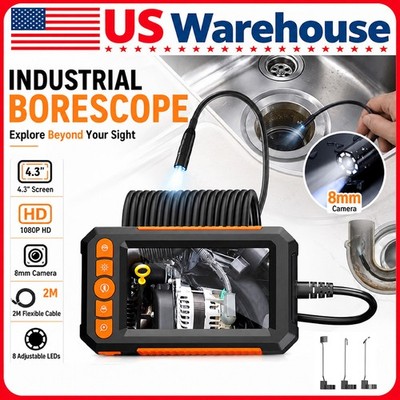 1080P LED Handheld Industrial Endoscope Borescope 8mm Inspection Snake Camera 2M