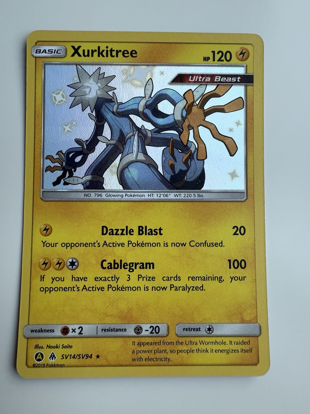 Xurkitree SV14/SV94 - Hidden Fates Baby Shiny Holo Shiny Vault Pokemon Card NM