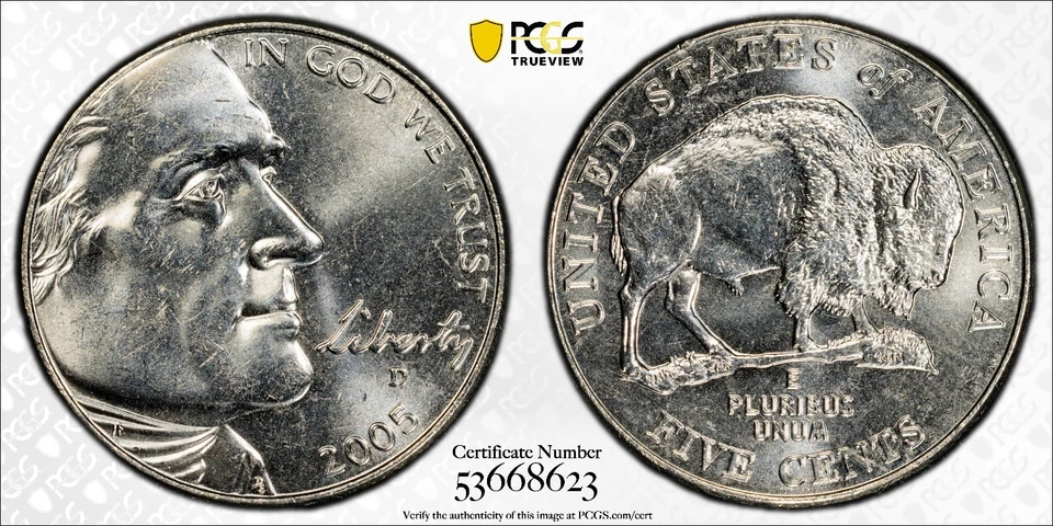 2005D, Bison Nickel MS66 PCSG certification #53668623 circulated - Image 3 of 3