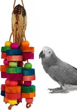 Bird Toys Parrot Toys for Large Birds Natural Multi-Colored Wooden Bird Toy