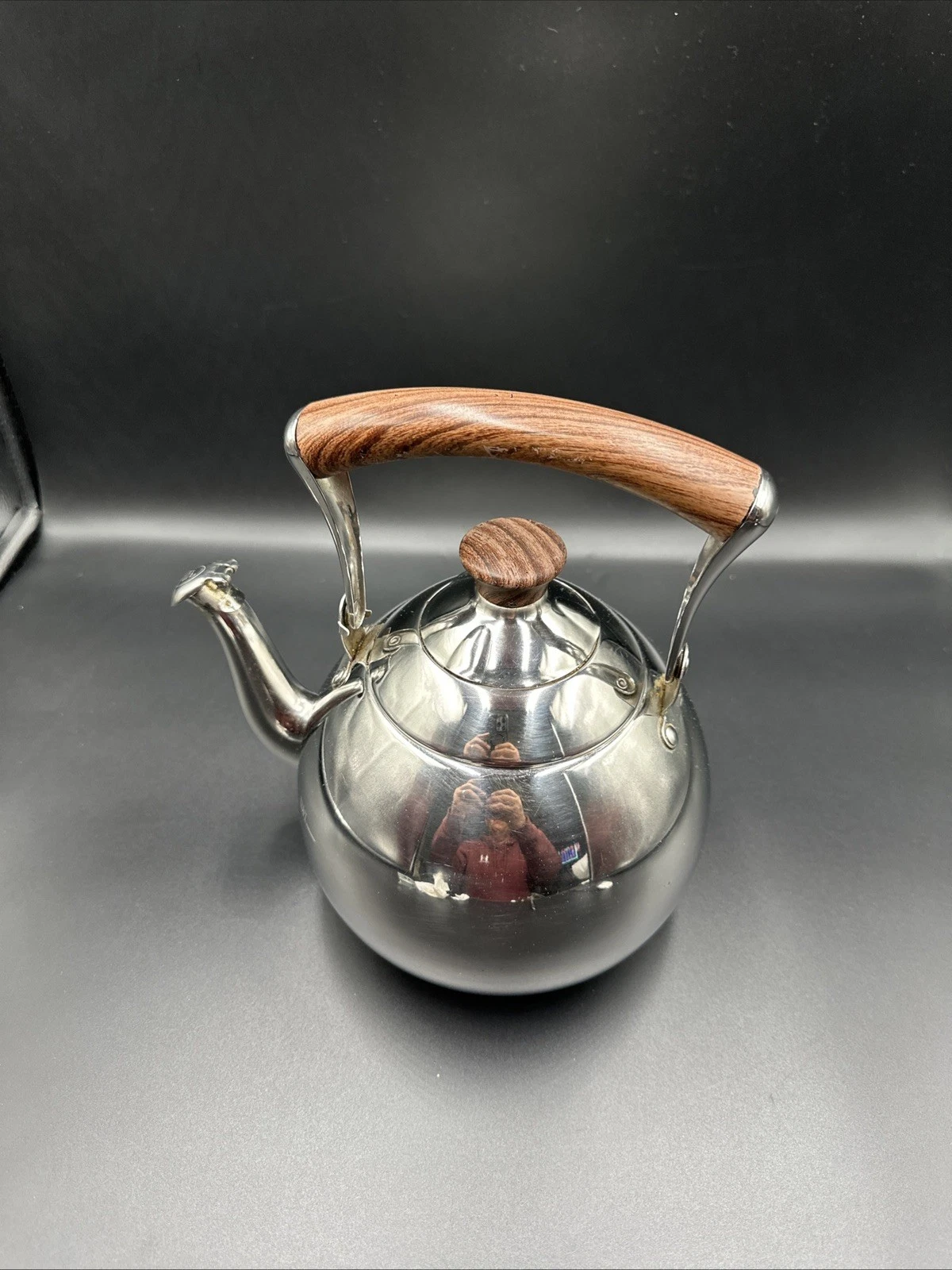 Vintage MCM Retro MASTERCLASS Premium Whistling Tea Kettle W/Wooden Handle