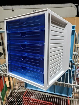 HAN Schubladenbox CONTUR   5 offene Schubladen   Lichtgrau/Transluzent Blau