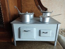 Vintage Tin Dollhouse German Wood Stove Miniature Metal Stove 1950s