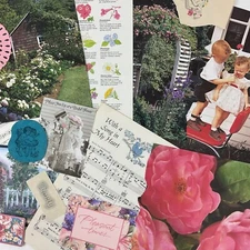 Vintage ephemera romantic true love floral theme junk journal craft pack
