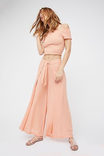 PANAMA WRAP SIDE SLIT WIDE LEG PANT 