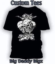 Skulls 3 Headed Skate Hip Hop  Big & Tall Tee Shirt Pro Club Shaka Street Wear