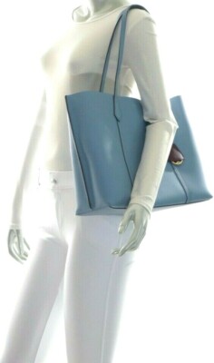 Tory Burch Perry Triple Compartment Pebbled Leather Tote Blue Yonder NWT$348.00