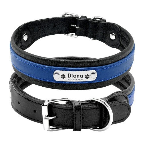 Personalised Large Genuine Leather Dog Collar Custom Engraved Dog Collar - Picture 10 of 12