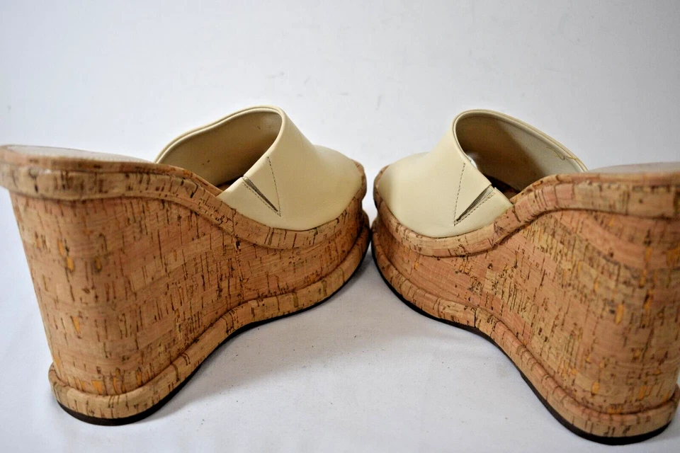 Sandalias de tacón SCHUTZ Dalle beige con plataforma de cuero con cuña para mujer talla 7,5 B Foto 4 de 4