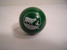 Vintage Wooden Spinning Top Green Girl Cow Farm Design