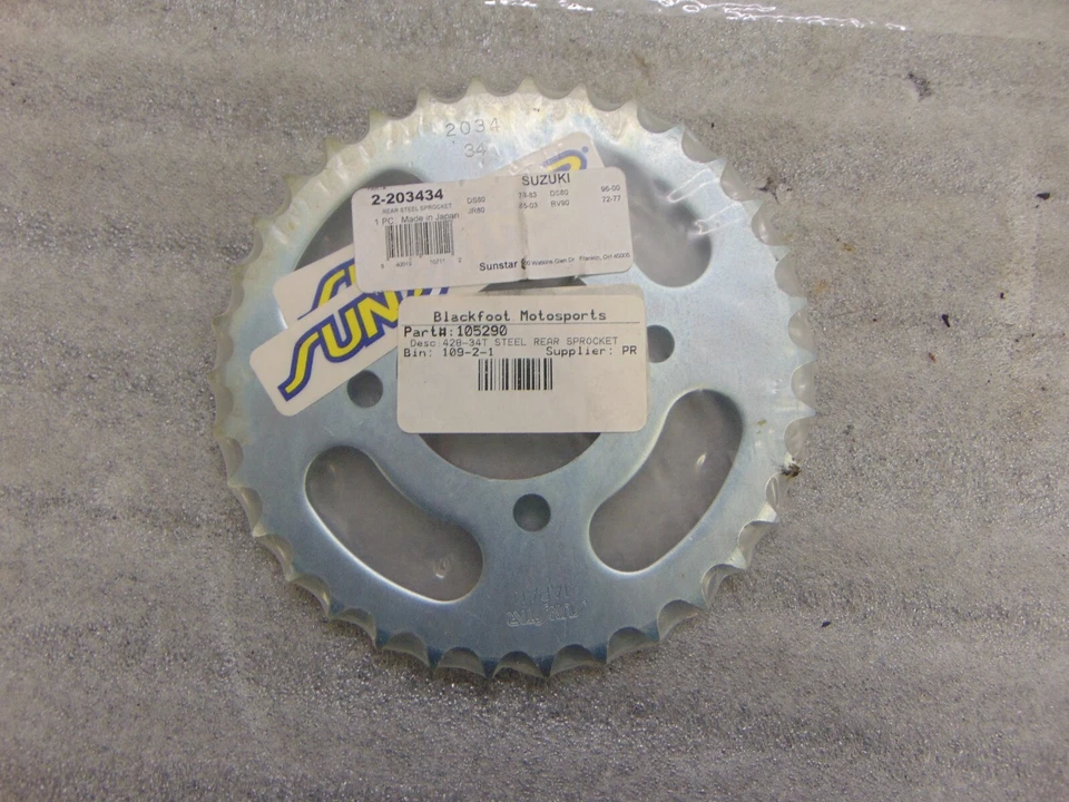 1978 1979 SUZUKI DS80 TOOTH REAR SPROCKET 428-34 NOS 2-203434 - Изображение 4 из 4