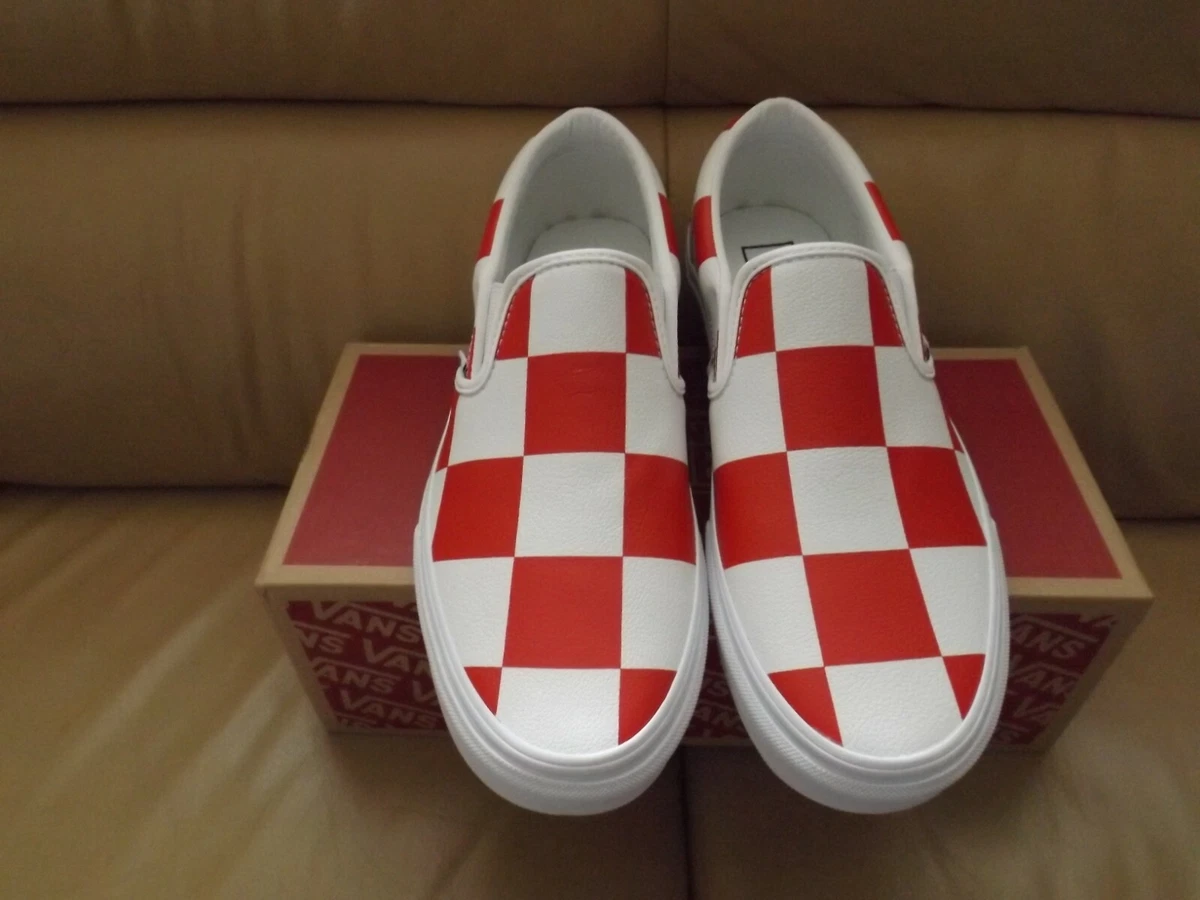 Leather checkered vans deals