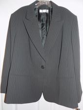 NWT Tahari Arthur S Levine 24W 2X charcoal gray pinstripe blazer jacket coat