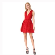 Alice + Olivia Womens Red Kappa Party Dress Size 0