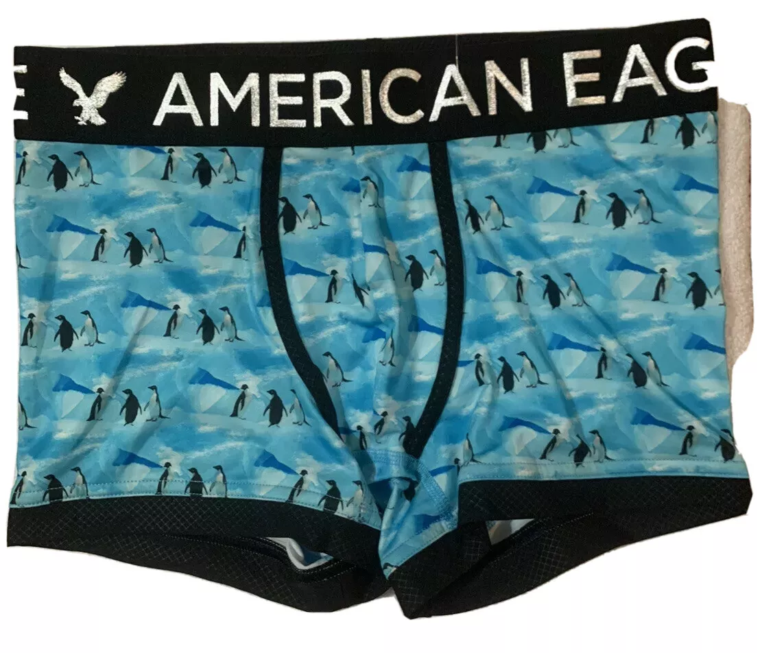 American Eagle AEO Flex Boxer Trunks Winter Penguins Black Silver Extra  Small XS