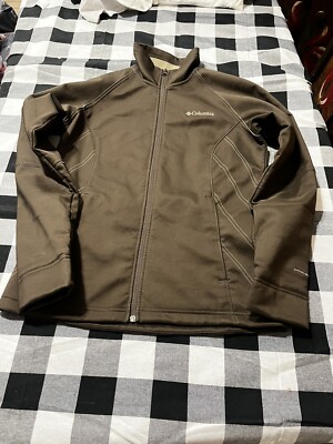 Columbia Jacket Womens Small Soft Shell  Full Zip Pockets Chocolate Brown Nice